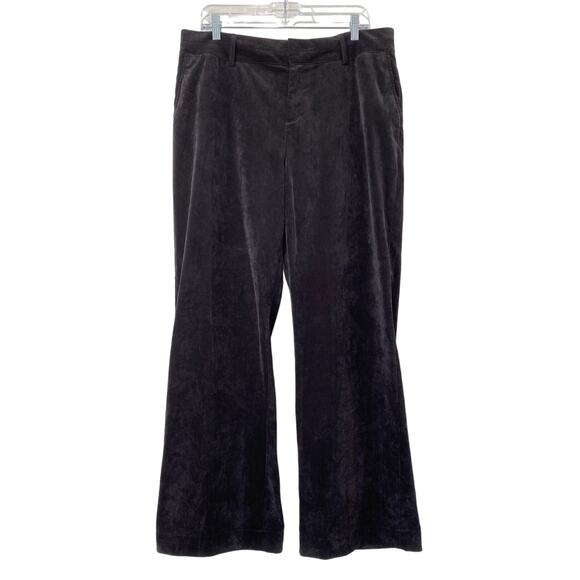 Coldwater Creek Wide Leg Pinwale Black Corduroy Trouser Pants Sz 16 Girl Boss - Picture 1 of 8